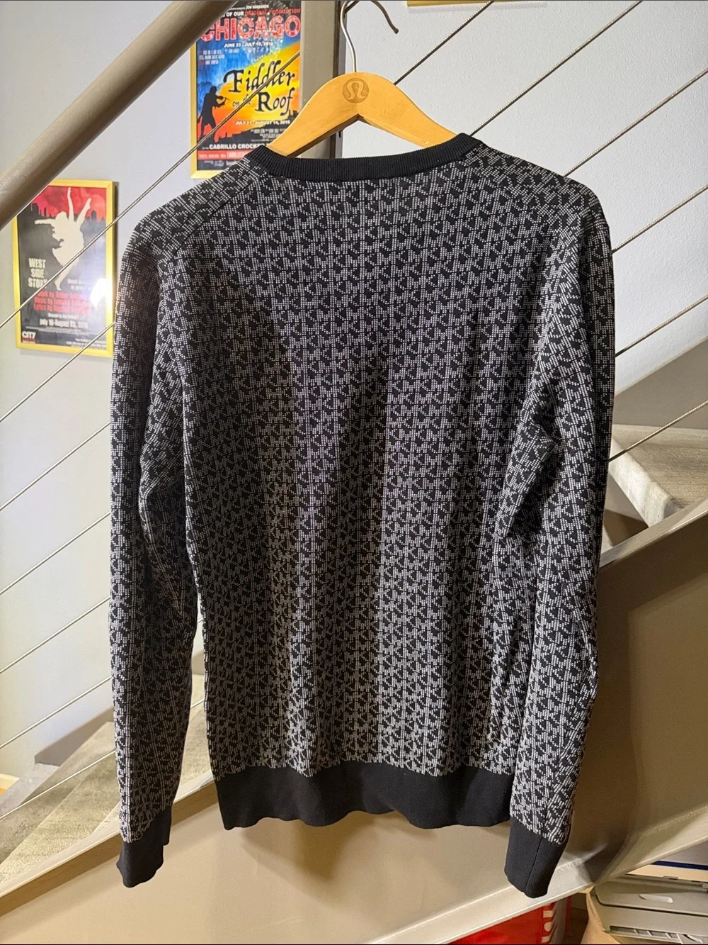 Michael Kors Patterned Crewneck Sweater Blue XS